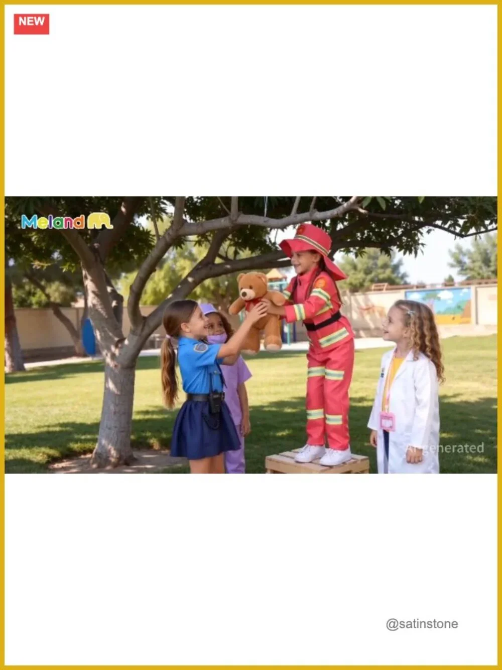 Girls Career Dress Up Costume Set 4-in-1 Doctor Firefighter Police